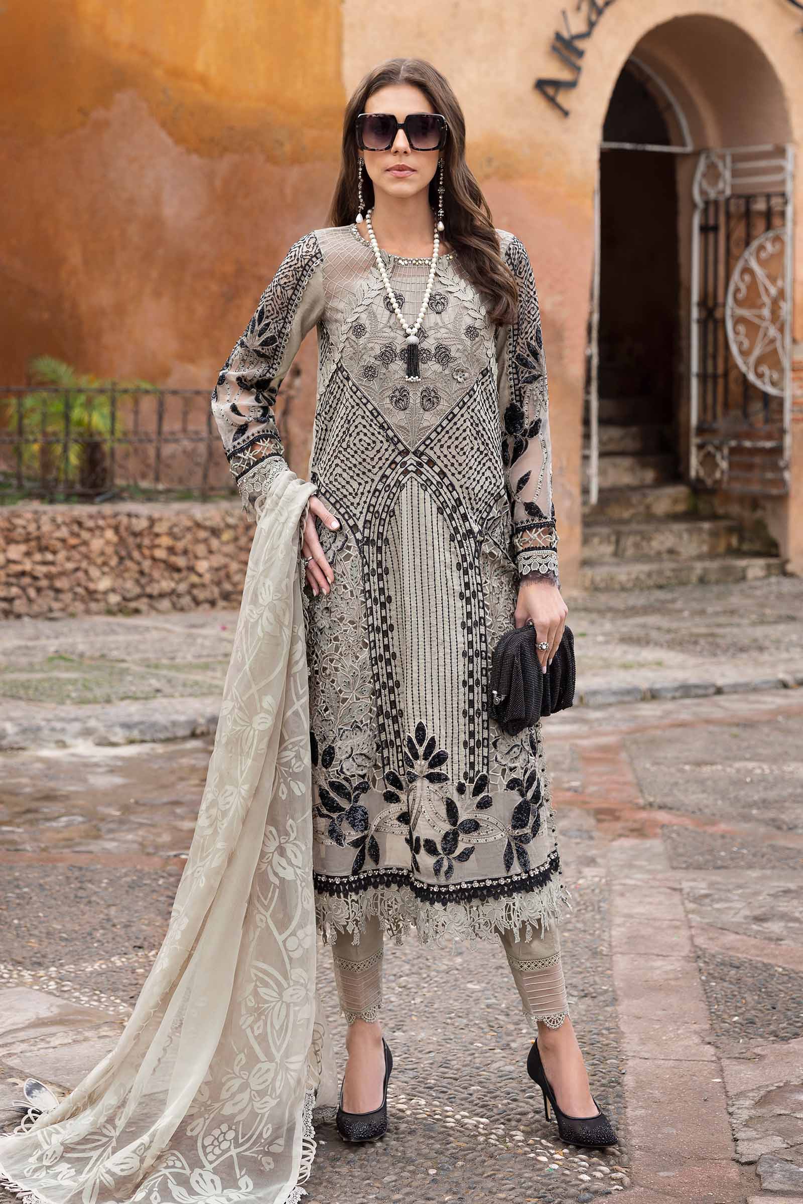 3 Piece Unstitched Embroidered Paper Cotton Suit