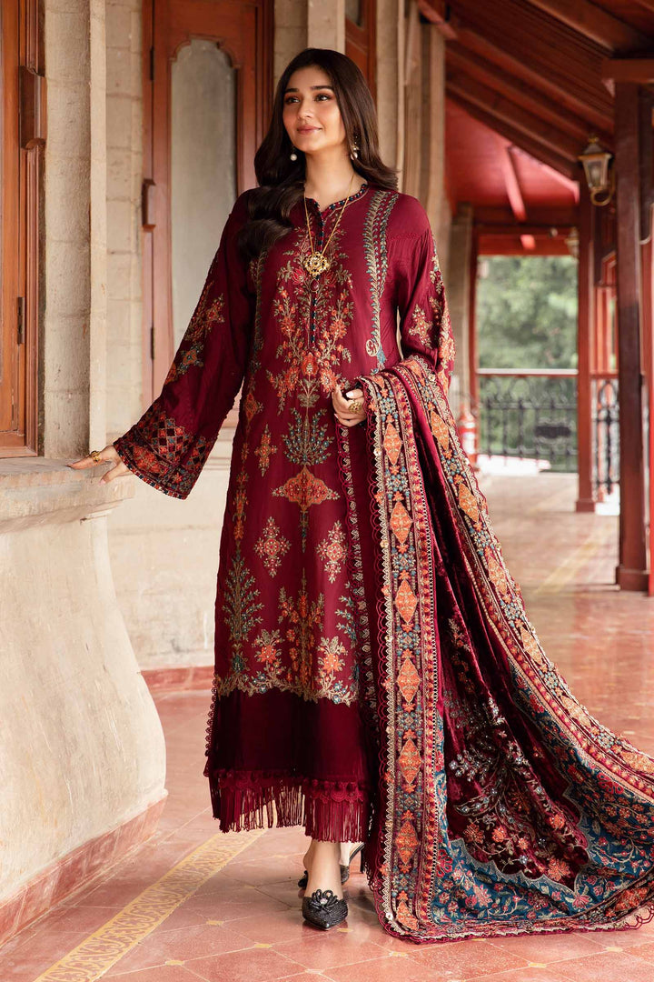 3 Piece Unstitched Embroidered Twill Linen Suit | DL-1210 Winter Luxe DL01210-999-MRN