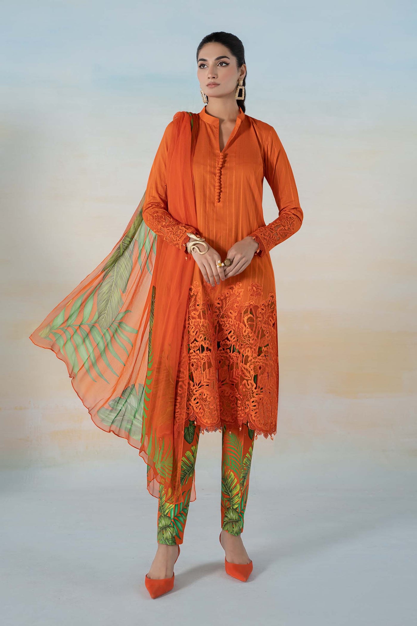 3 PIECE PRINTED DOBBY LAWN SUIT | MPS-2101-A