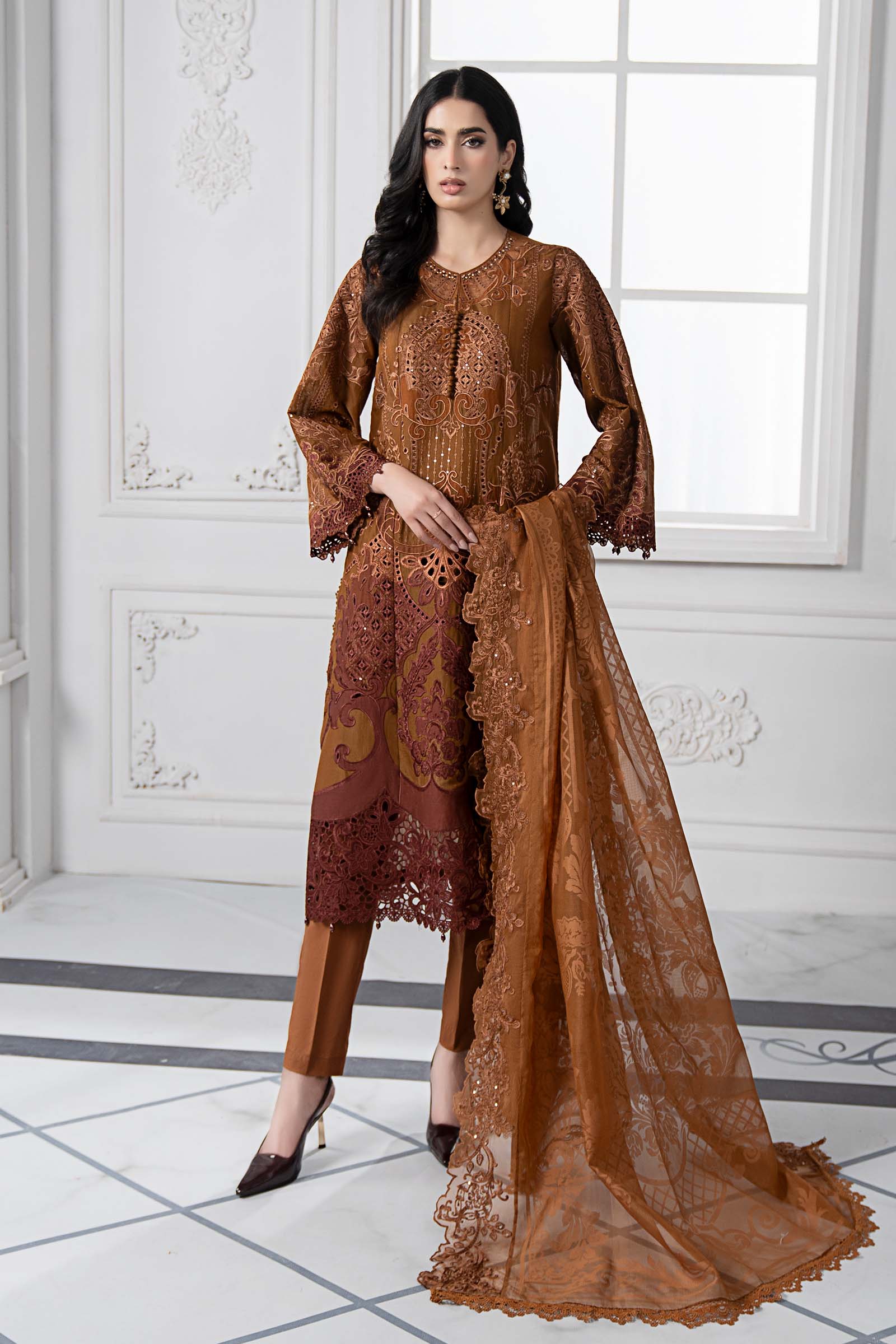paper cotton dress design AJSM-29 EMBROIDERED PAPER COTTON 3 PCS