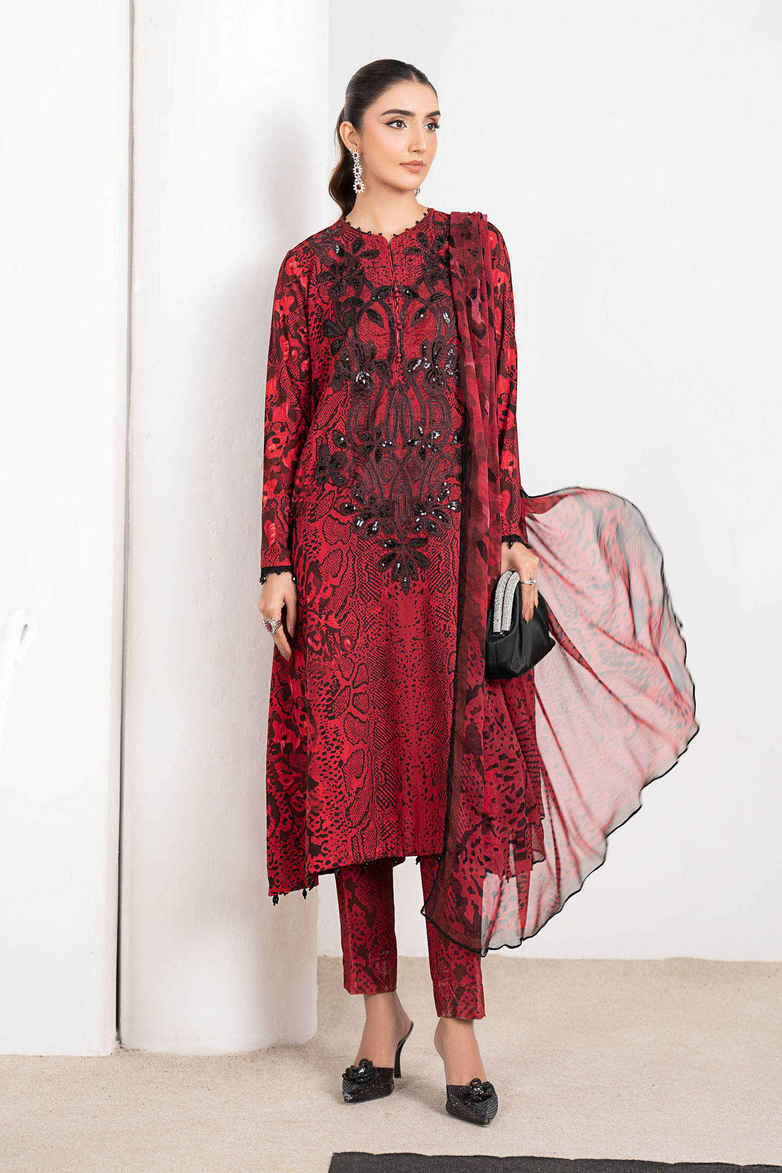 Maria B Embroidered Linen 3 Piece Suit DL-1009-Blue