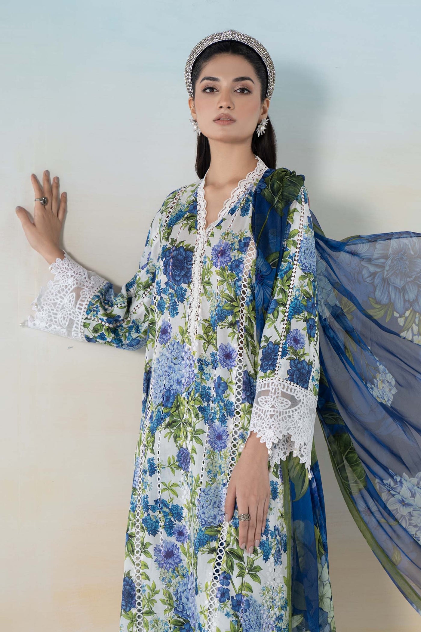 3 PIECE PRINTED DOBBY LAWN SUIT | MPS-2102-B