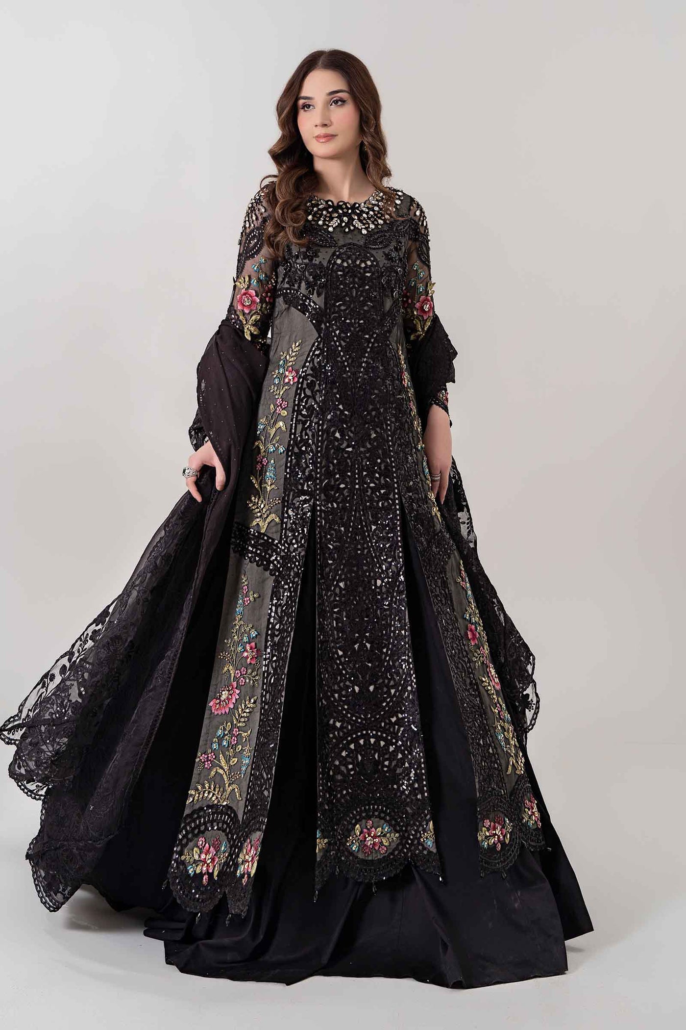 3 PIECE EMBROIDERED ORGANZA SUIT | BDS-2802