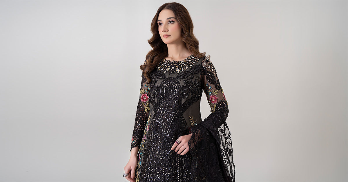 3 PIECE EMBROIDERED ORGANZA SUIT | BDS-2802
