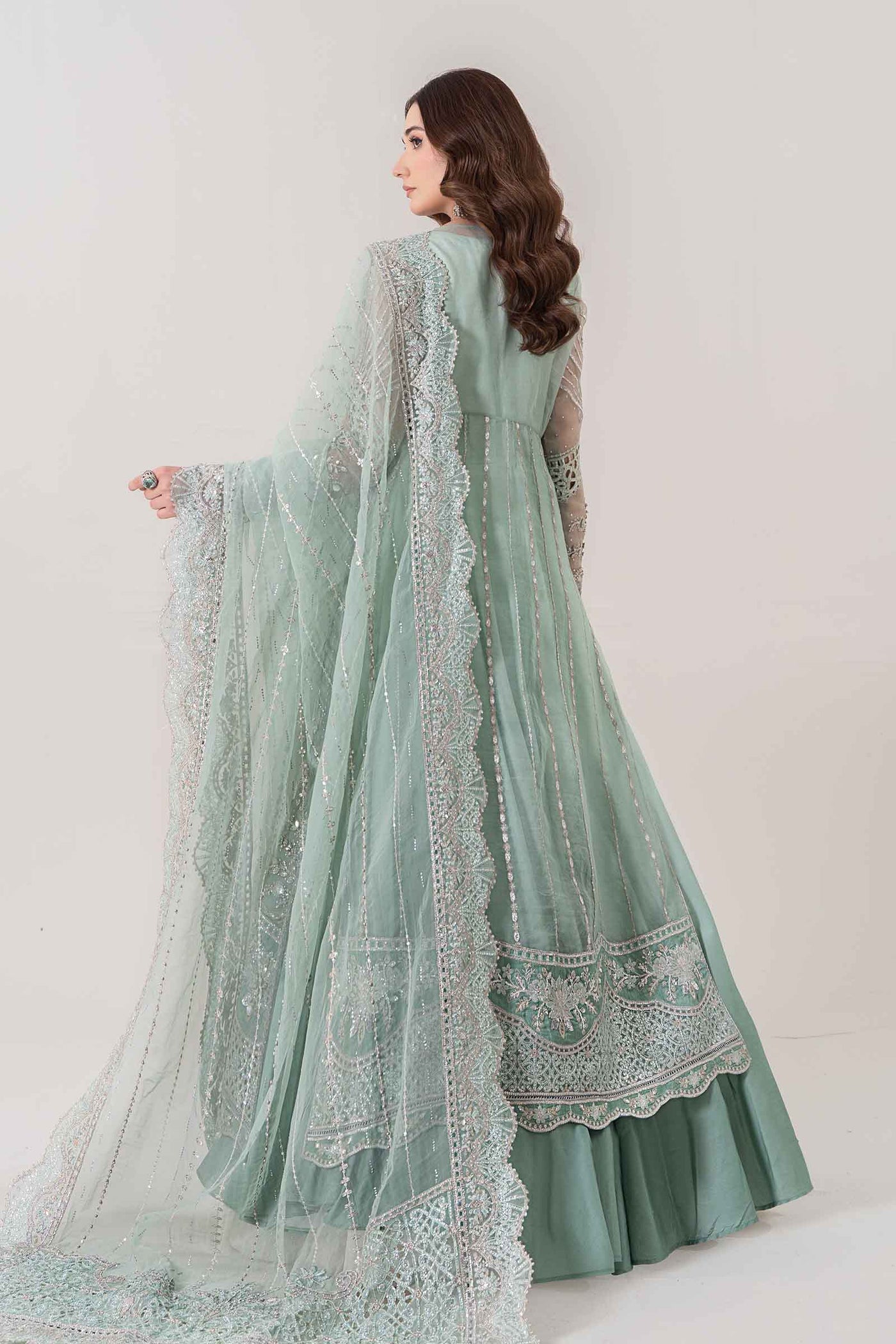 3 PIECE EMBROIDERED ORGANZA SUIT | BDS-2803