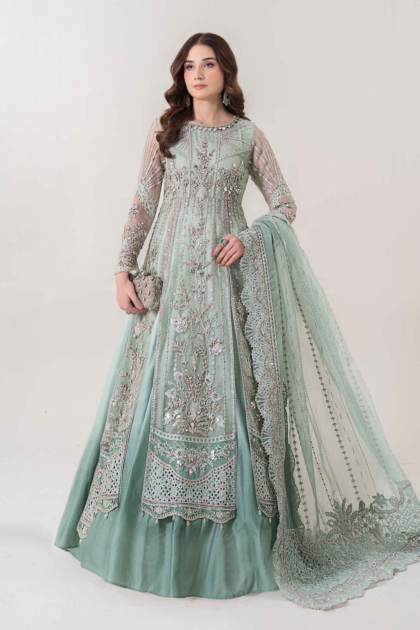 3 PIECE EMBROIDERED ORGANZA SUIT | BDS-2803