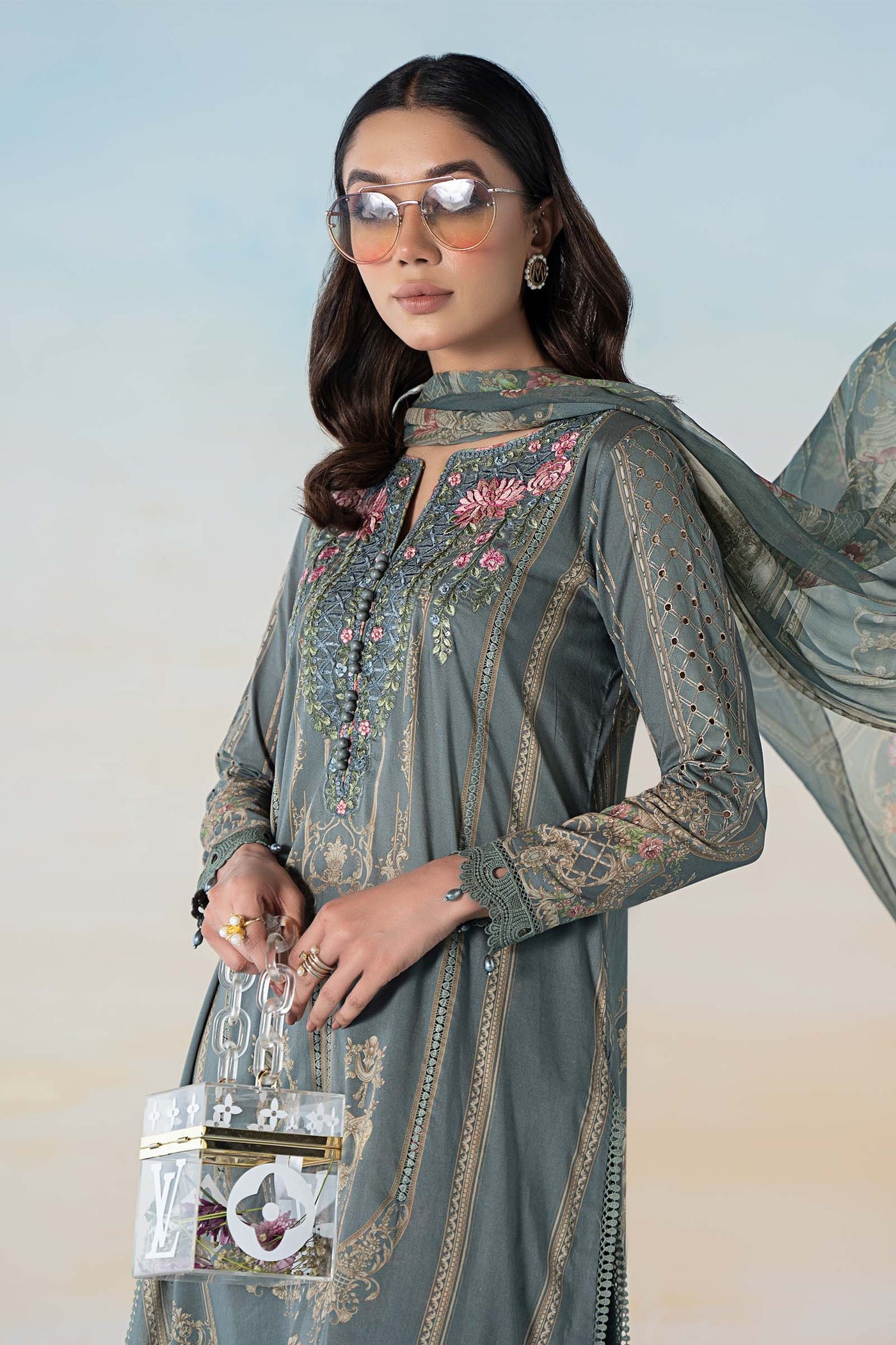 3 PIECE PRINTED LAWN SUIT | MPS-2104-B