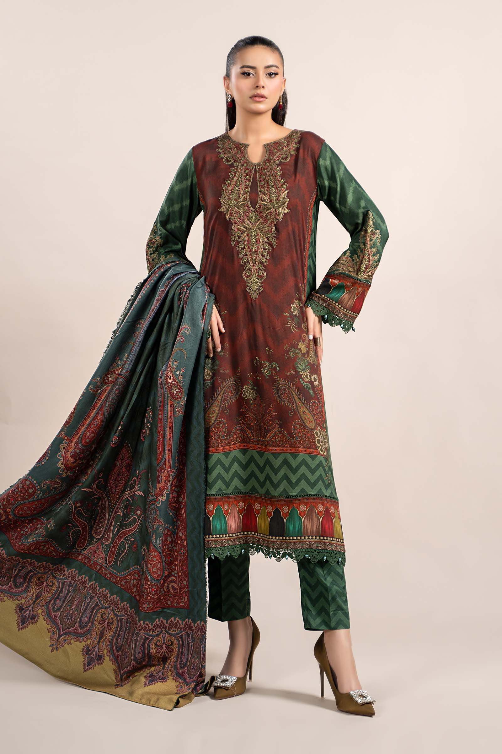 Maria B Pret Embroidered Linen 3 Piece Suit MB21W DL-901