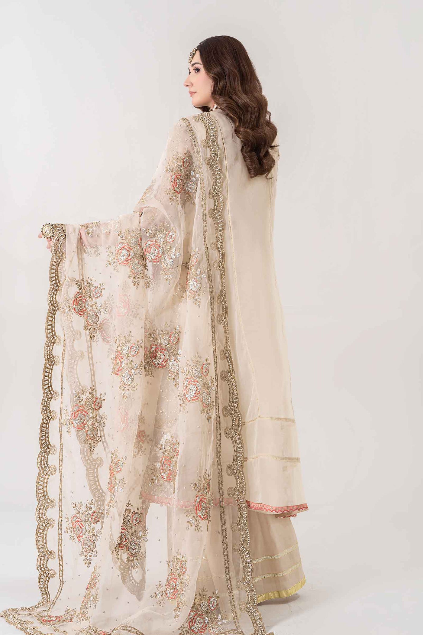 3 PIECE EMBROIDERED ORGANZA SUIT | BDS-2805