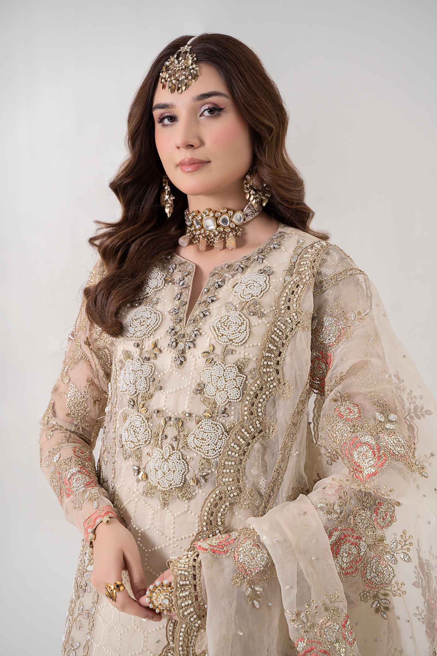 3 PIECE EMBROIDERED ORGANZA SUIT | BDS-2805