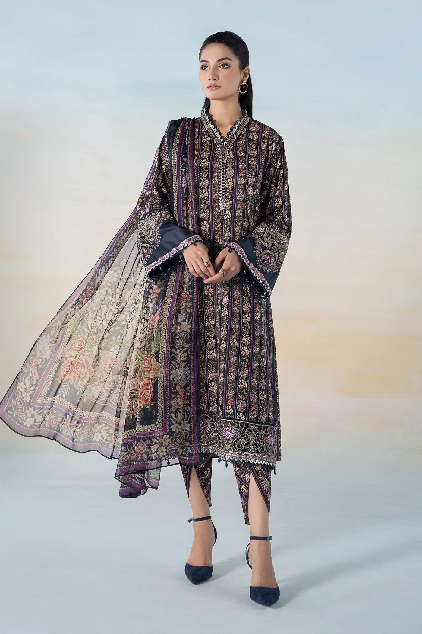 3 PIECE PRINTED LAWN SUIT | MPS-2107-B