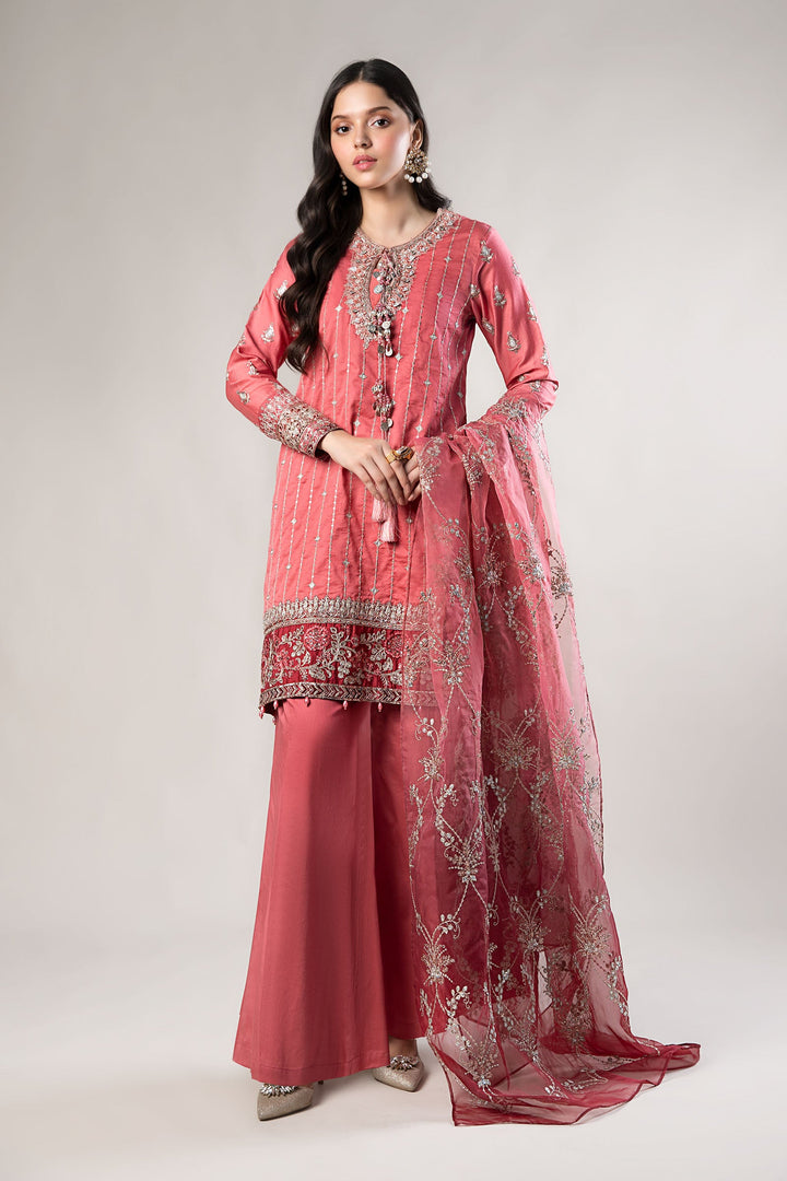 3 Piece Embroidered Cotton Satin Suit | CSS-809 All Products CSS0809-SML-SPN