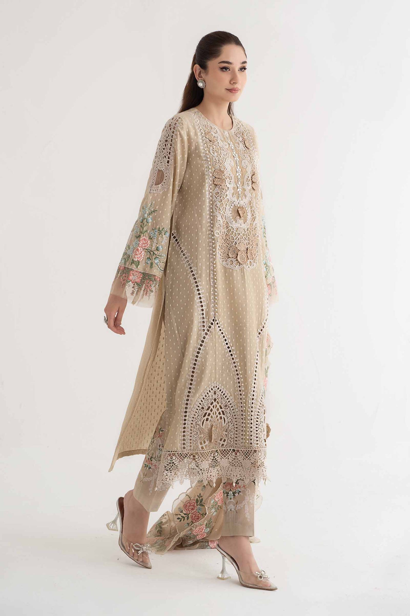 3 PIECE EMBROIDERED BROSHIA SUIT | DS-2410-A