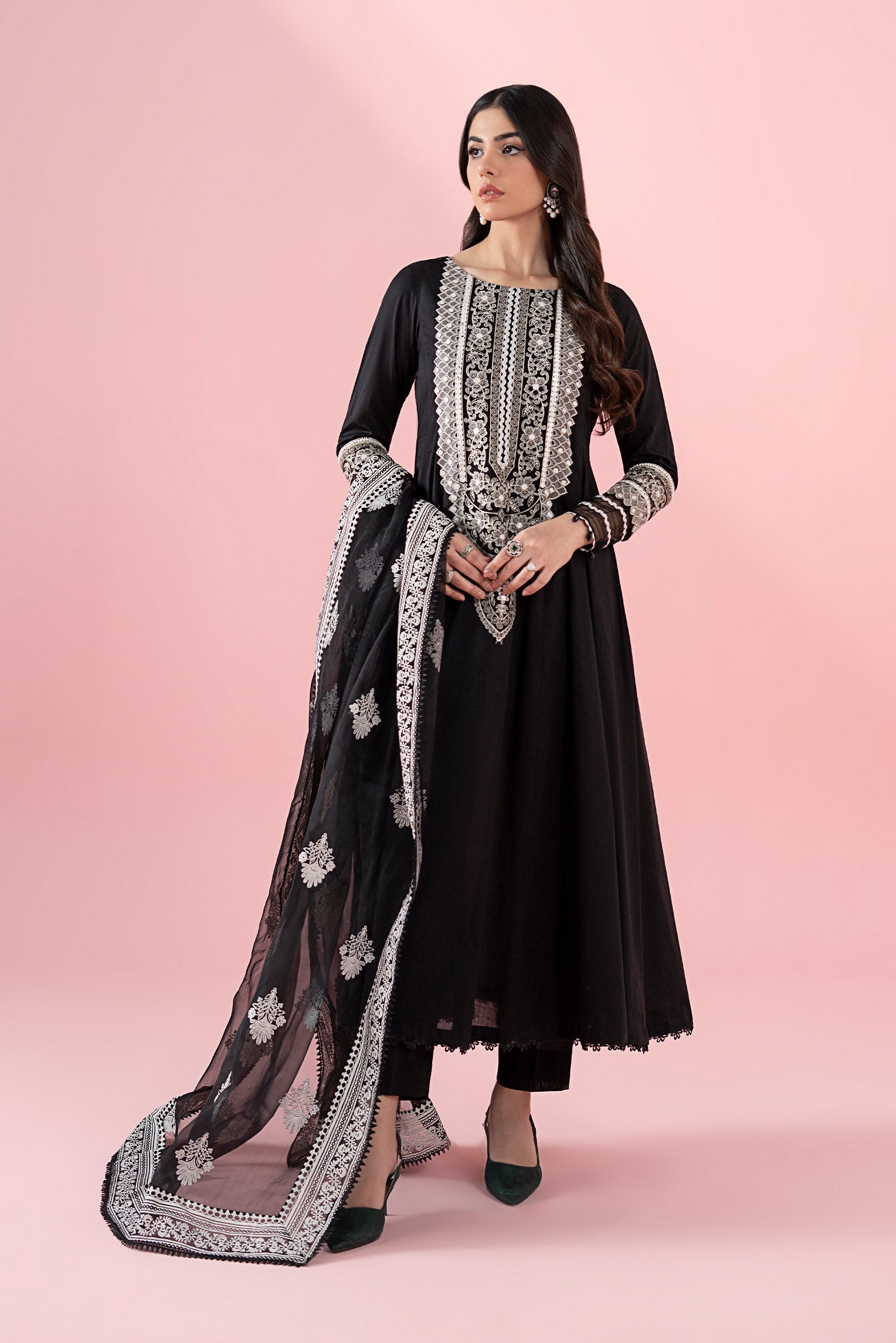 3 Piece Unstitched Embroidered Lawn Suit | D-2514-B