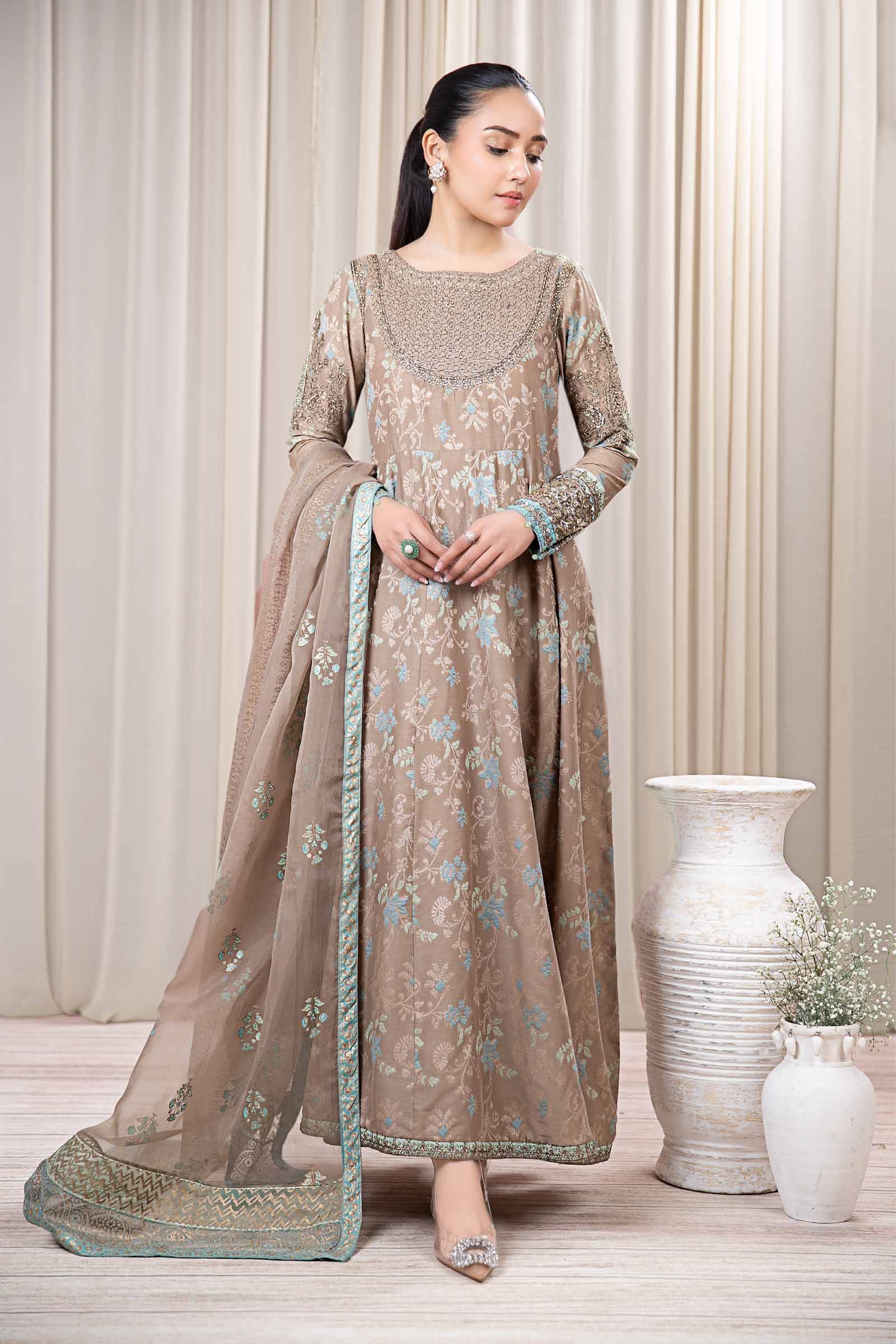 broshia dress design Zariaa by Tawakkal 3pc Unstitched Broshia Banarsi Linen Suit D 6486 | Selling.pk