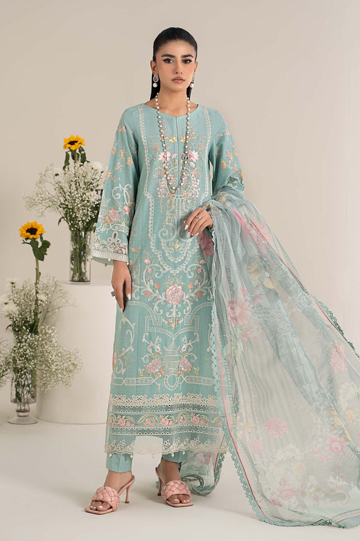 3 Piece Embroidered Self Jacquard Lawn Suit All Products DWF2549-ESM-BLU