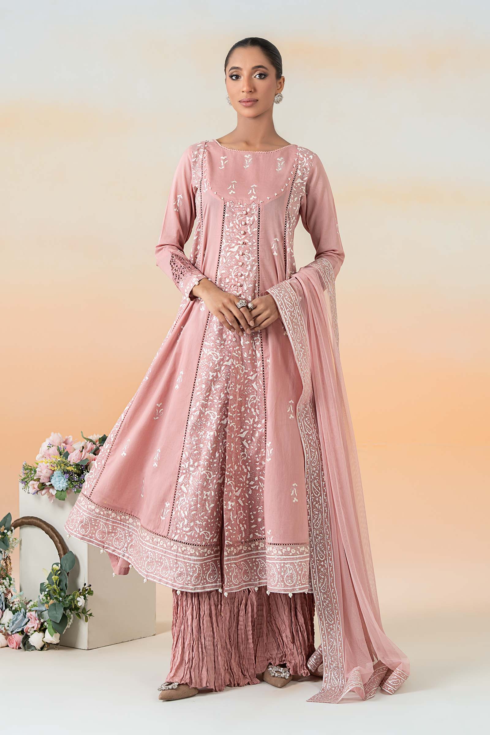 Afiay Embroidered Lawn Stitched 3 Piece Suit - Gorgeous - AFY25PR - Pink - Summer Collection main image 0
