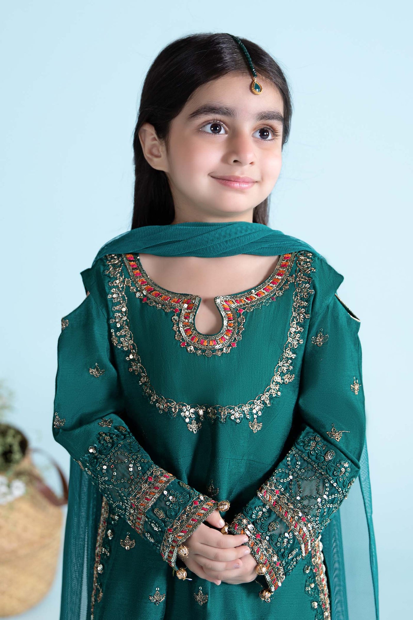 3 PIECE EMBROIDERED COTTON SILK SUIT | MKS-EA24-13