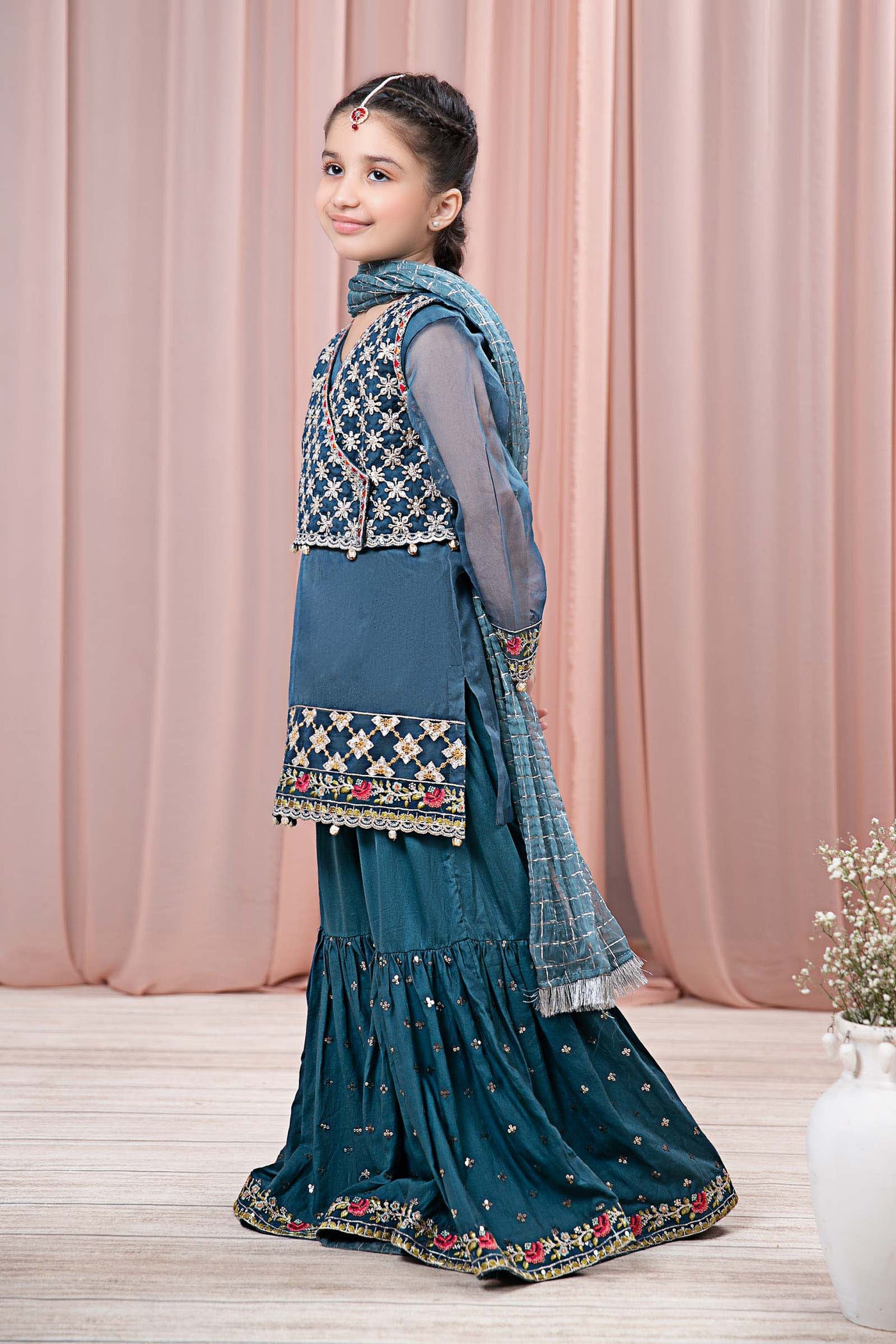 3 PIECE EMBROIDERED ORGANZA SUIT | MKS-EF24-29