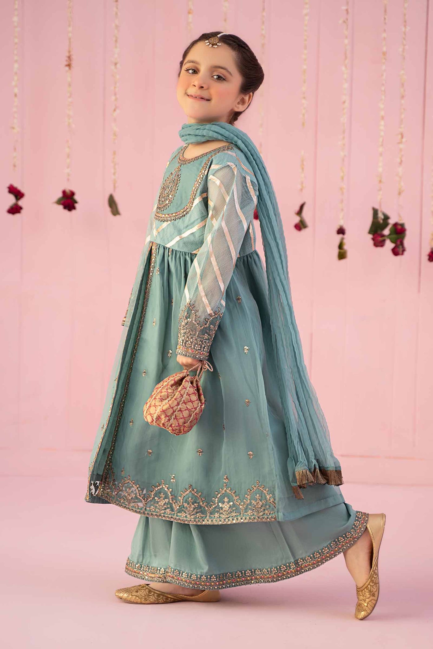 3 PIECE EMBROIDERED ORGANZA SUIT | MKS-EF24-27