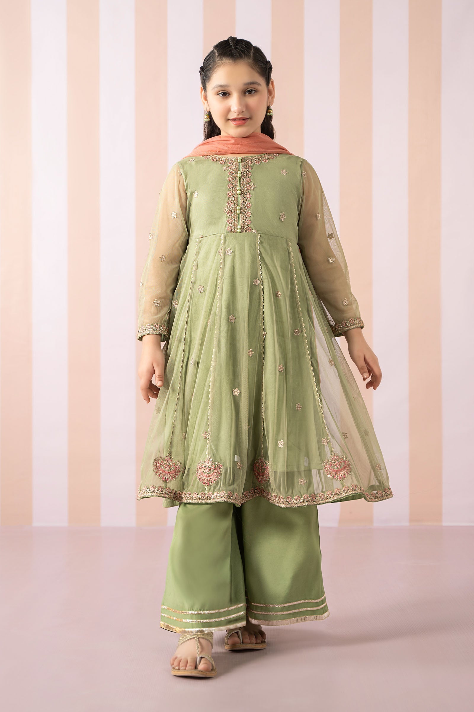 3 Piece Unstitched Embroidered Net Suit | D-2507-B main image 1