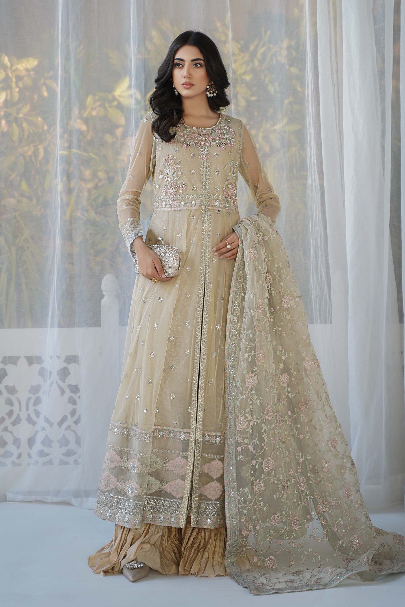 3 PIECE EMBROIDERED NET SUIT | SF-EF24-18