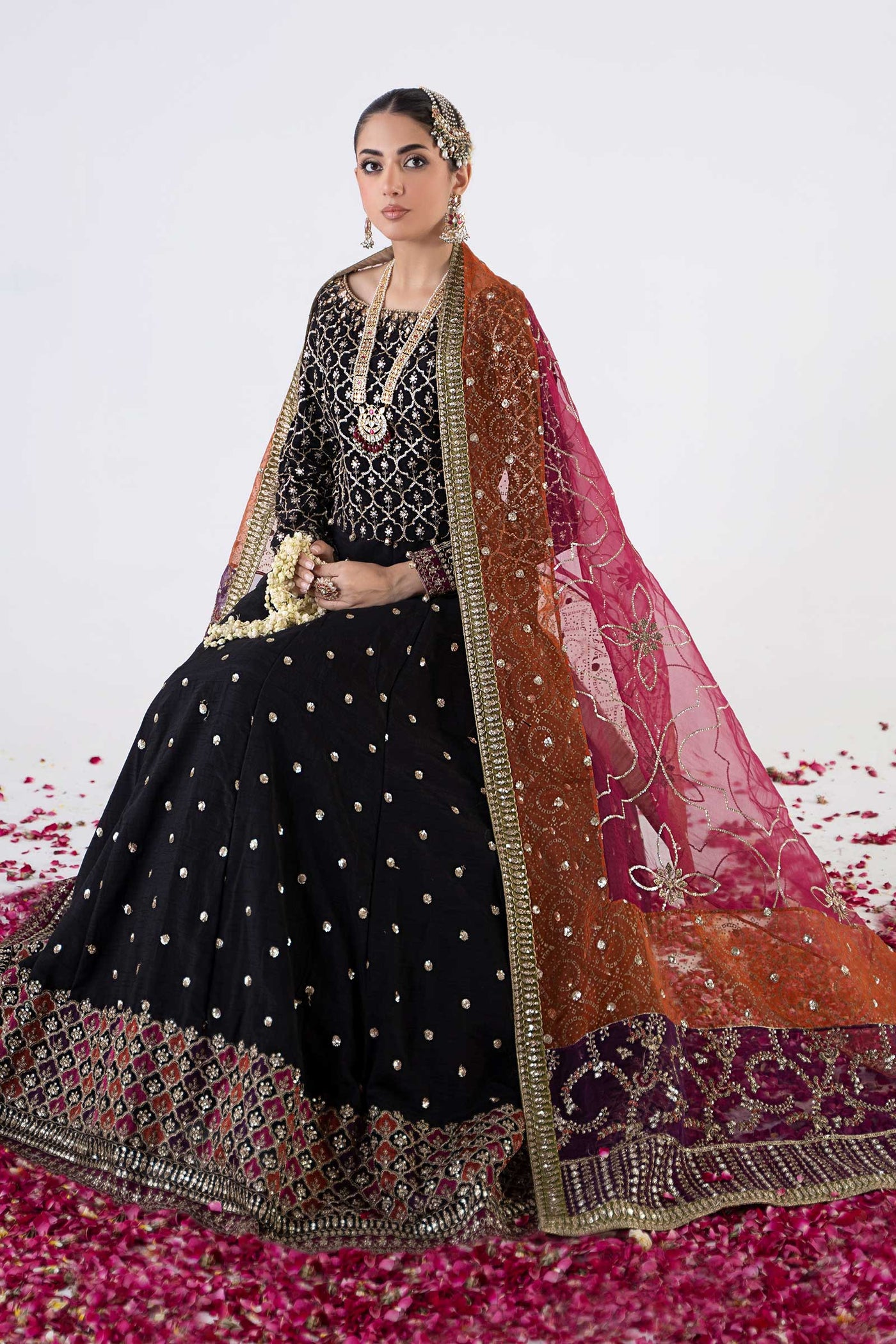 3 PIECE EMBROIDERED RAW SILK SUIT | SF-EA24-04