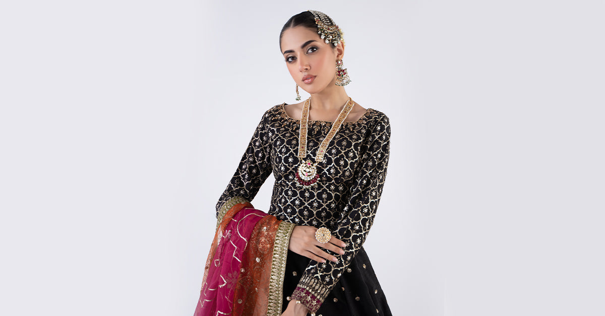 3 PIECE EMBROIDERED RAW SILK SUIT | SF-EA24-04