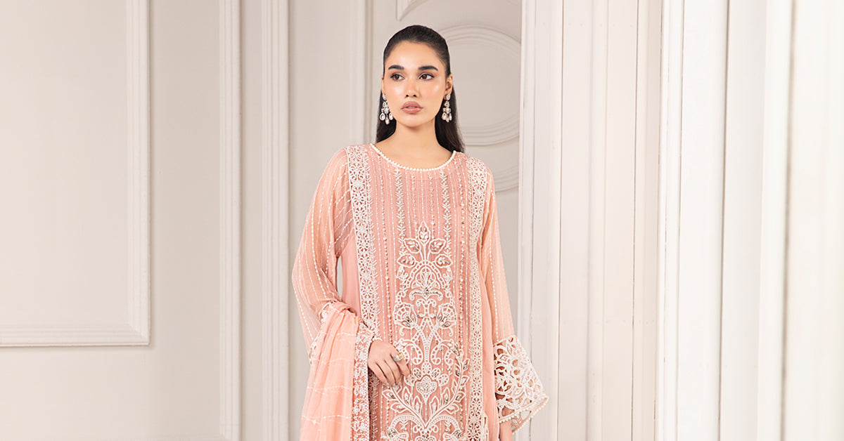 3 PIECE EMBROIDERED CHIFFON SUIT | SF-EF24-67