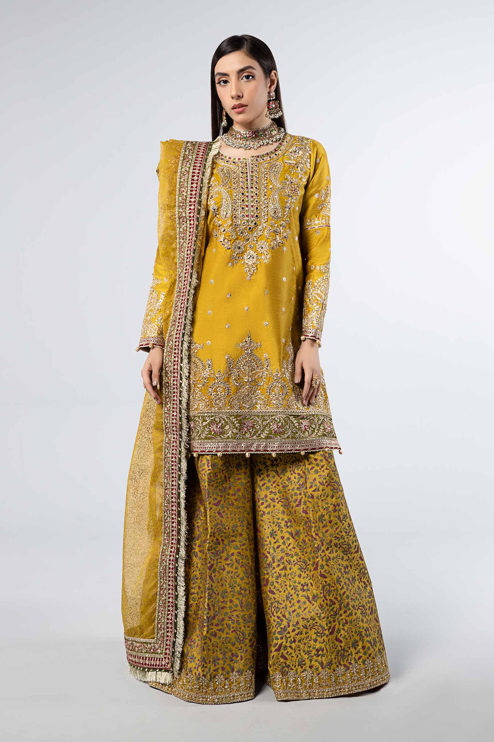 Soiree by Maria B Unstitched Raw Silk Embroidered Suits 3 Piece MB25SF D-2 - Formals Collection