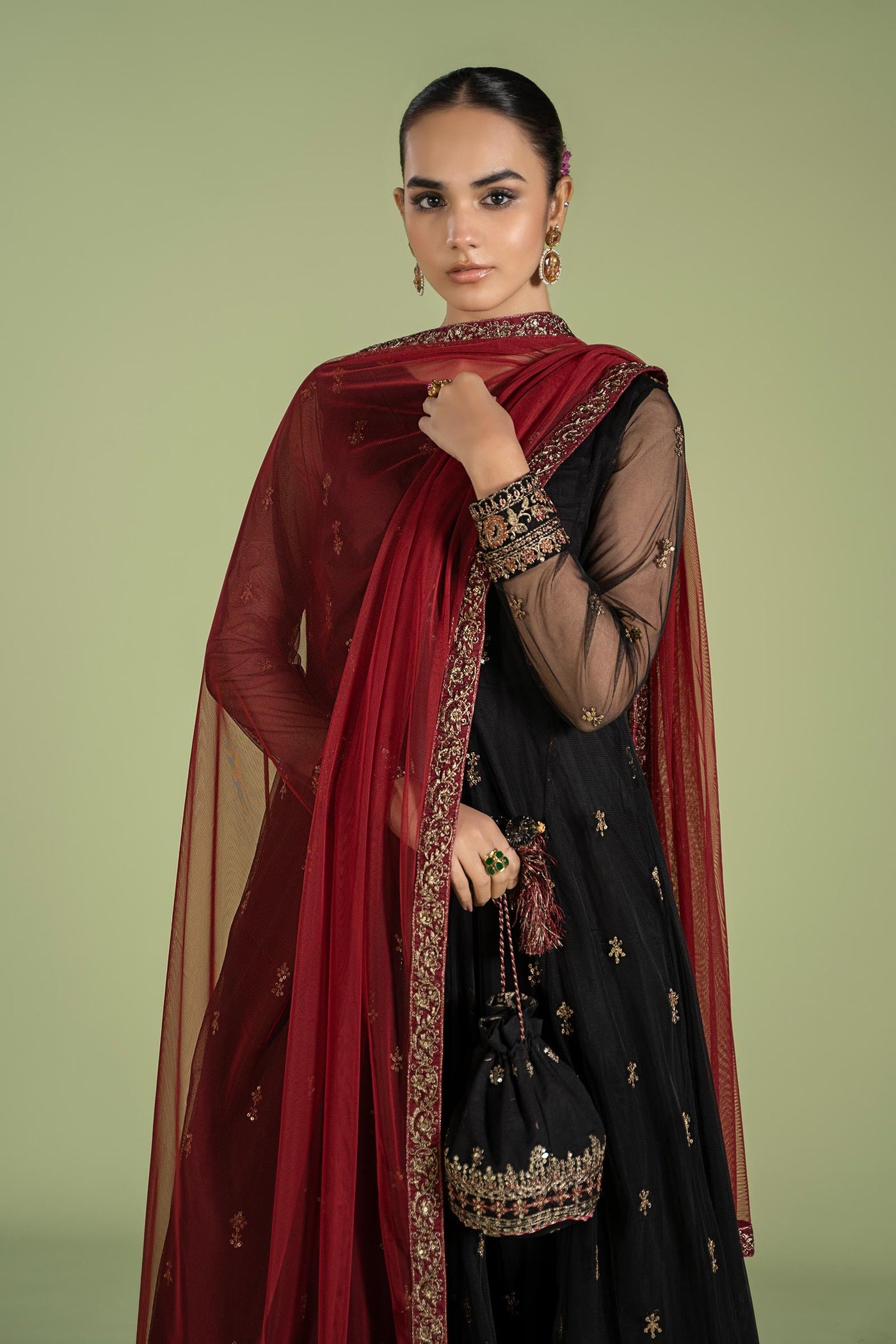 3 PIECE EMBROIDERED NET SUIT | DW-EF24-116