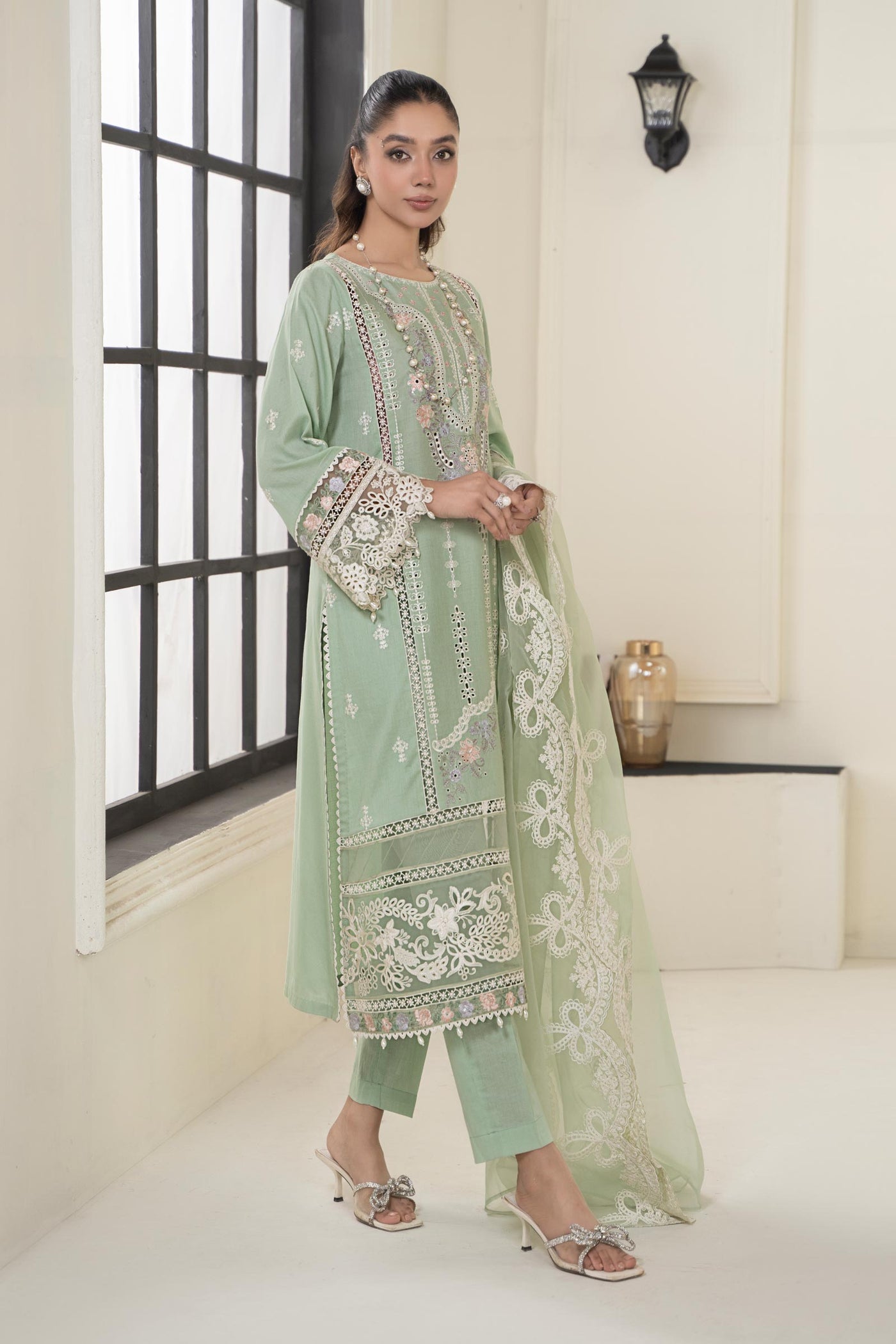 3 PIECE EMBROIDERED DOBBY SUIT | DW-EF24-16