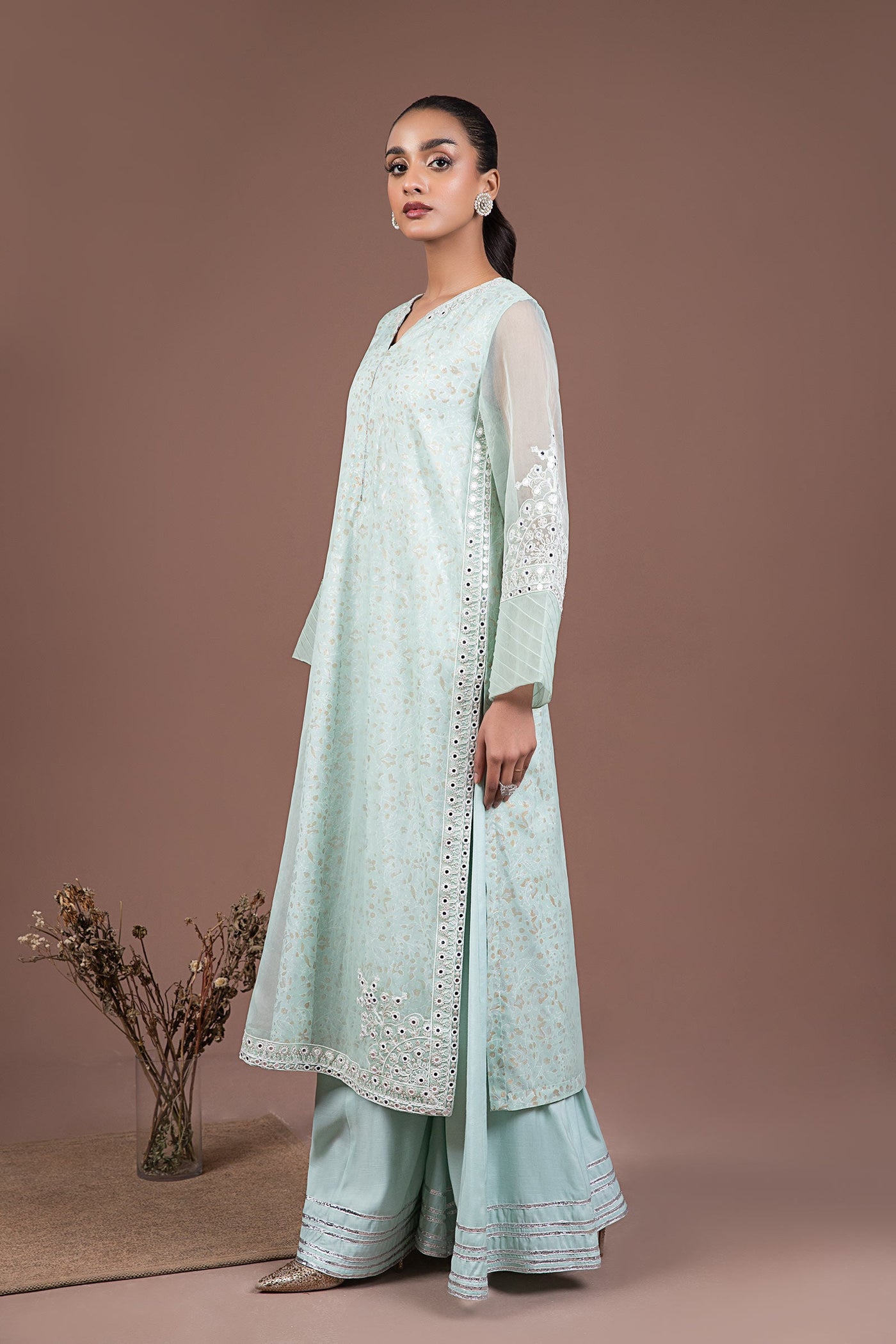 2 PIECE EMBROIDERED ORGANZA SUIT | MB-F24-503
