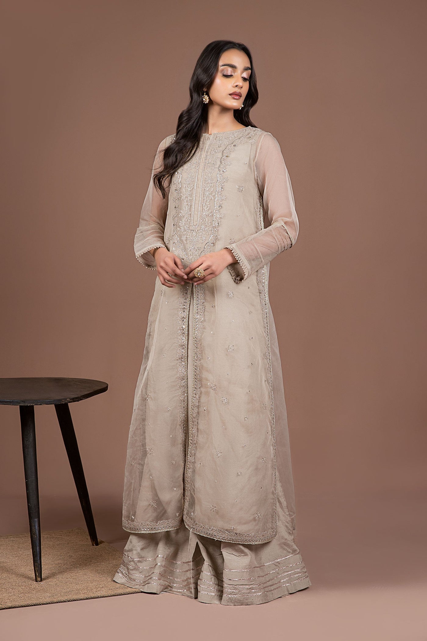 2 PIECE EMBROIDERED ORGANZA SUIT | MB-F24-516