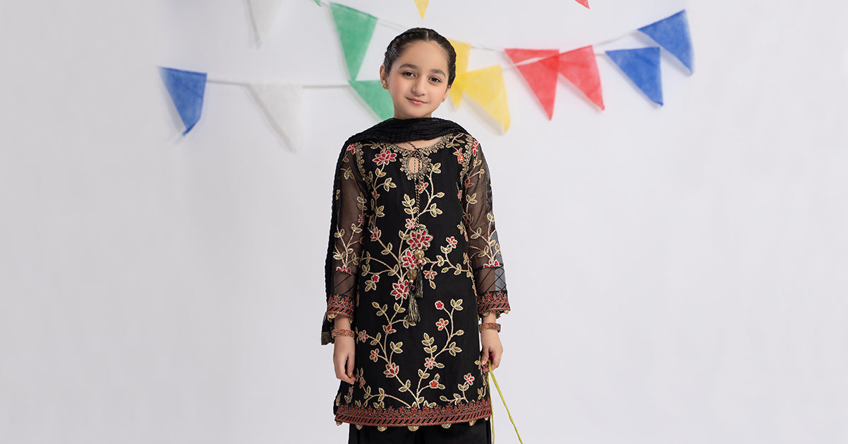 3 PIECE EMBROIDERED ORGANZA SUIT | MKS-EF24-30