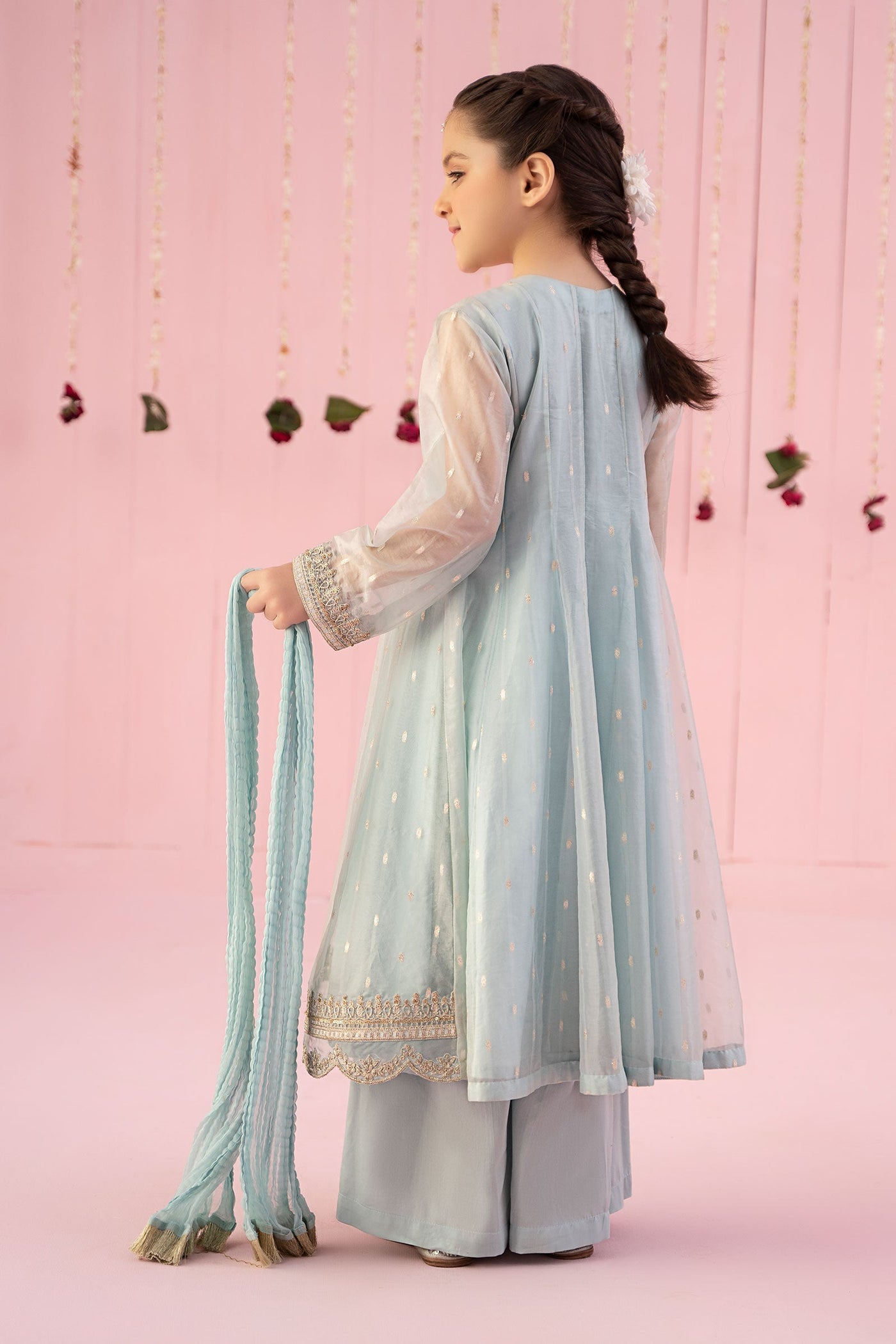 3 PIECE EMBROIDERED ORGANZA SUIT | MKS-EF24-19