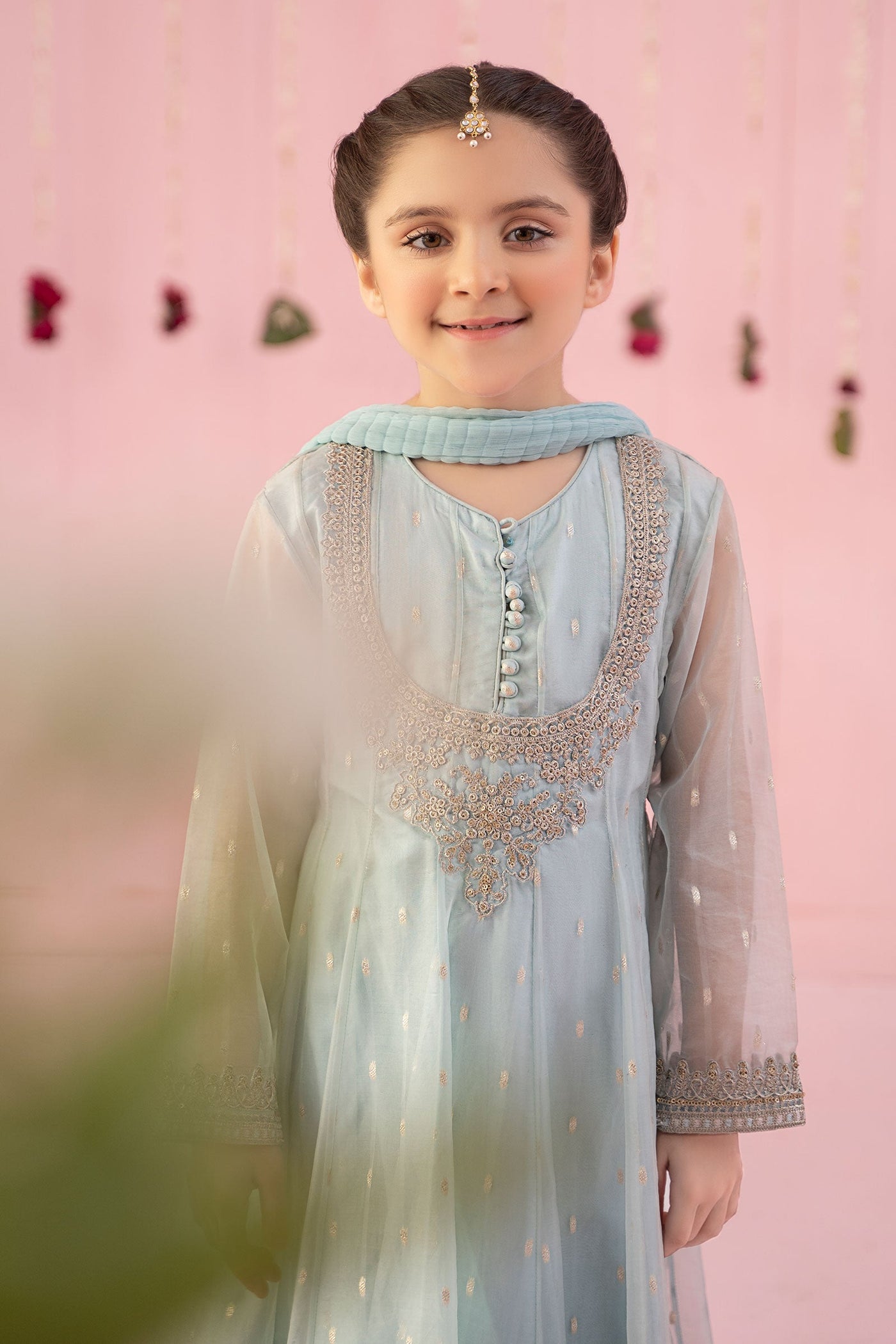 3 PIECE EMBROIDERED ORGANZA SUIT | MKS-EF24-19