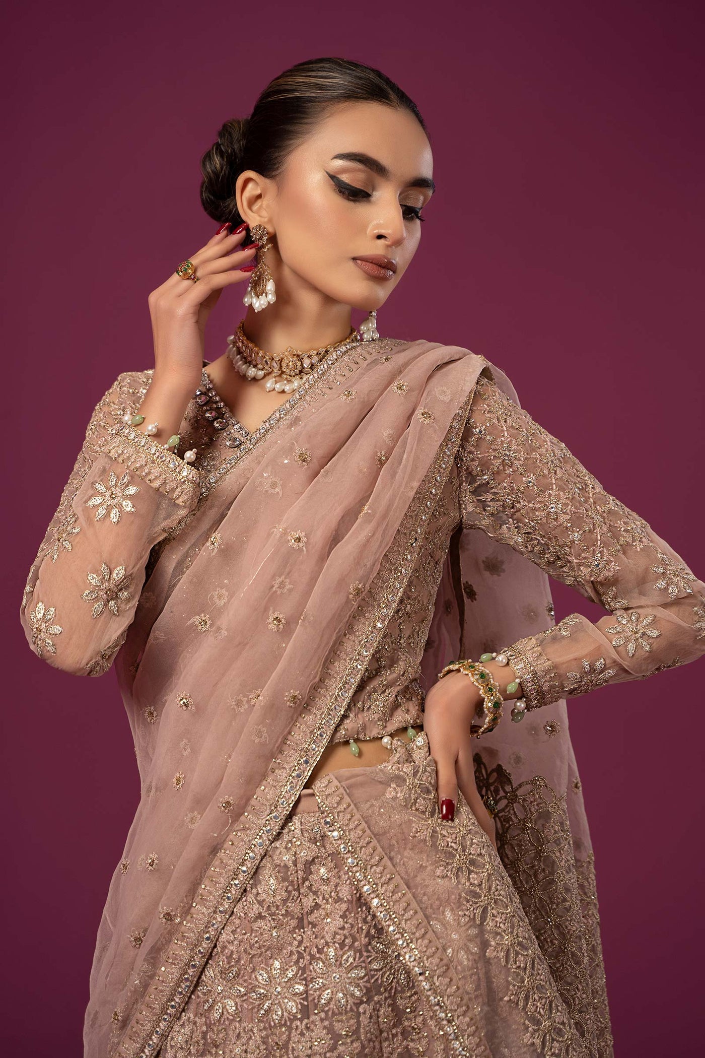 3 PIECE EMBROIDERED ORGANZA SUIT | SF-EF24-02