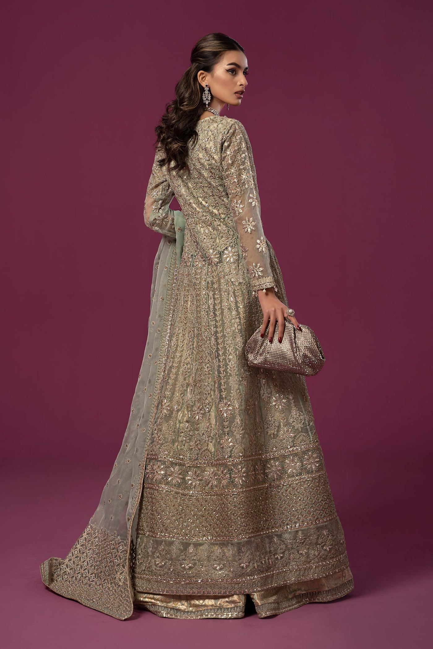3 PIECE EMBROIDERED ORGANZA SUIT | SF-EF24-04