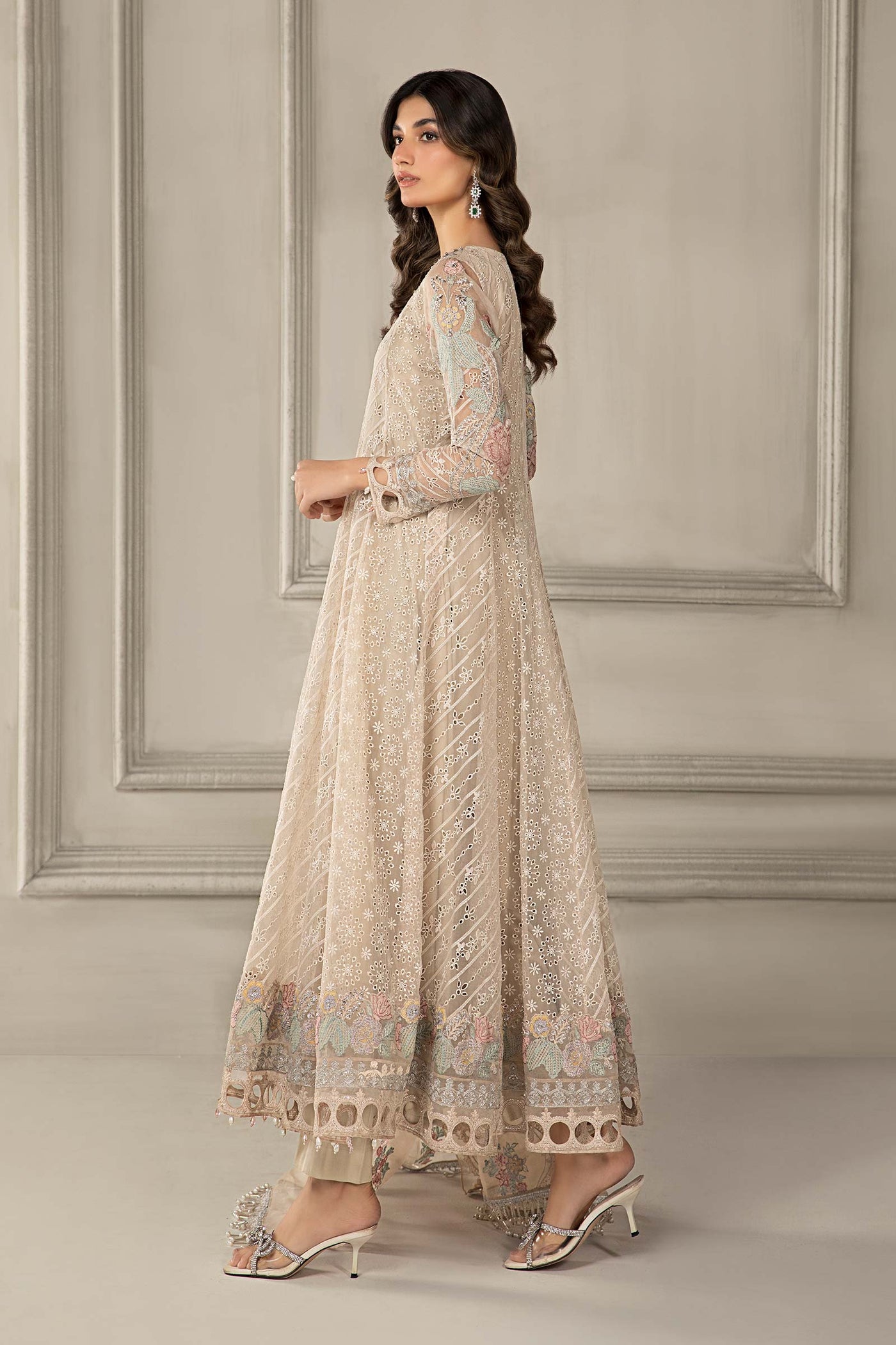 3 PIECE EMBROIDERED ORGANZA SUIT | SF-EF24-03