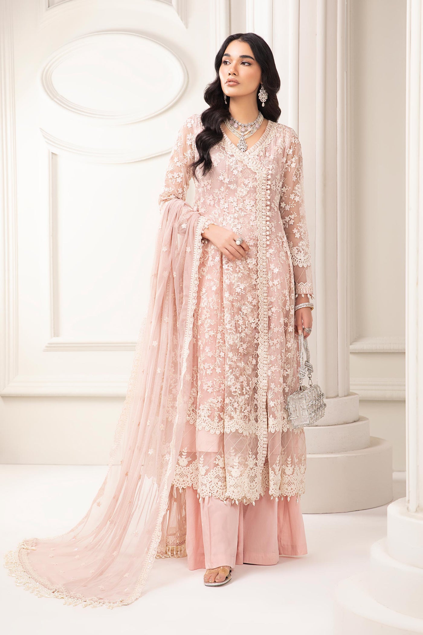 3 PIECE EMBROIDERED ORGANZA SUIT | SF-EF24-09