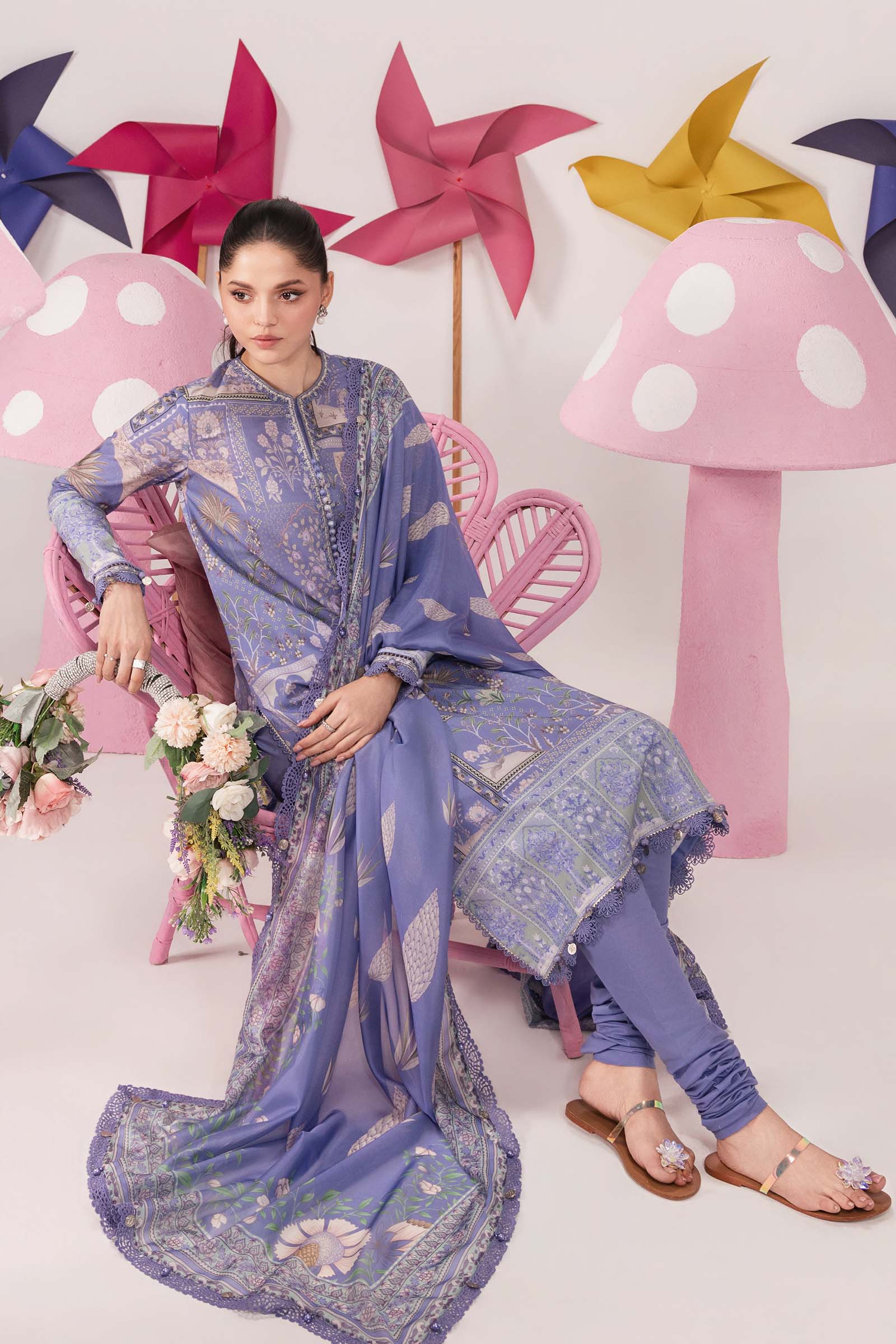 3 Pc Unstitched Embroidered Lawn Suit