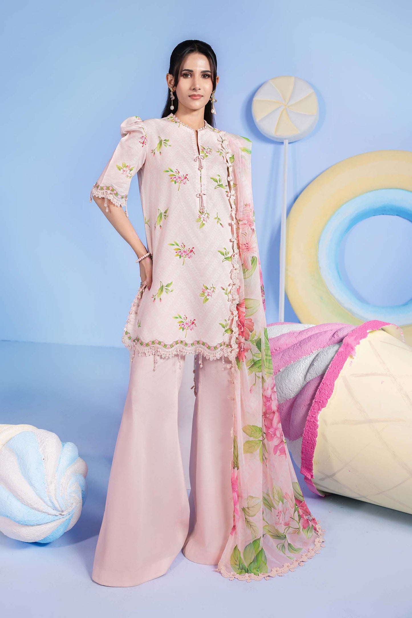 3 Pc Unstitched Embroidered Lawn Suit