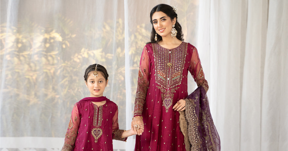 3 PIECE EMBROIDERED RAW SILK SUIT | MKS-EF24-46
