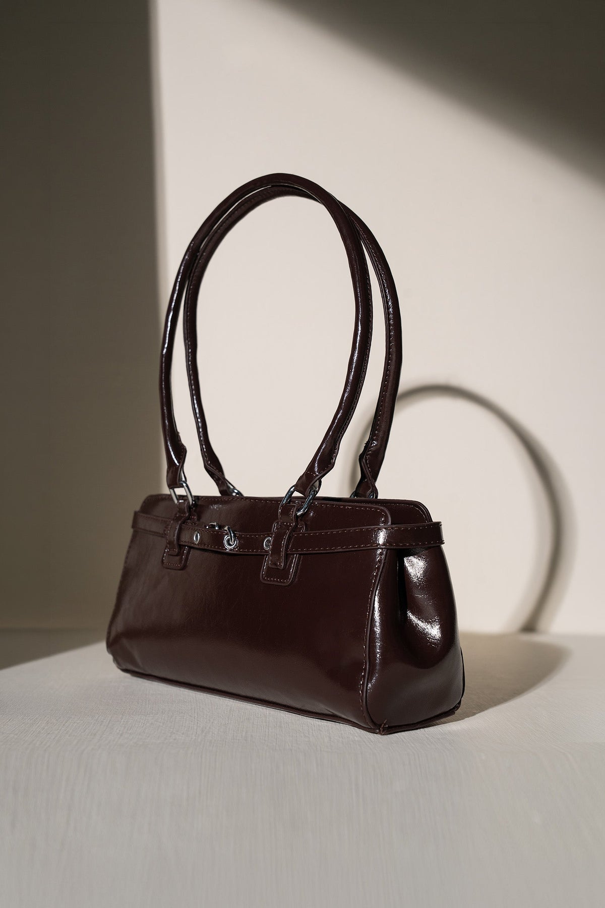 Belted Barrel Handbag