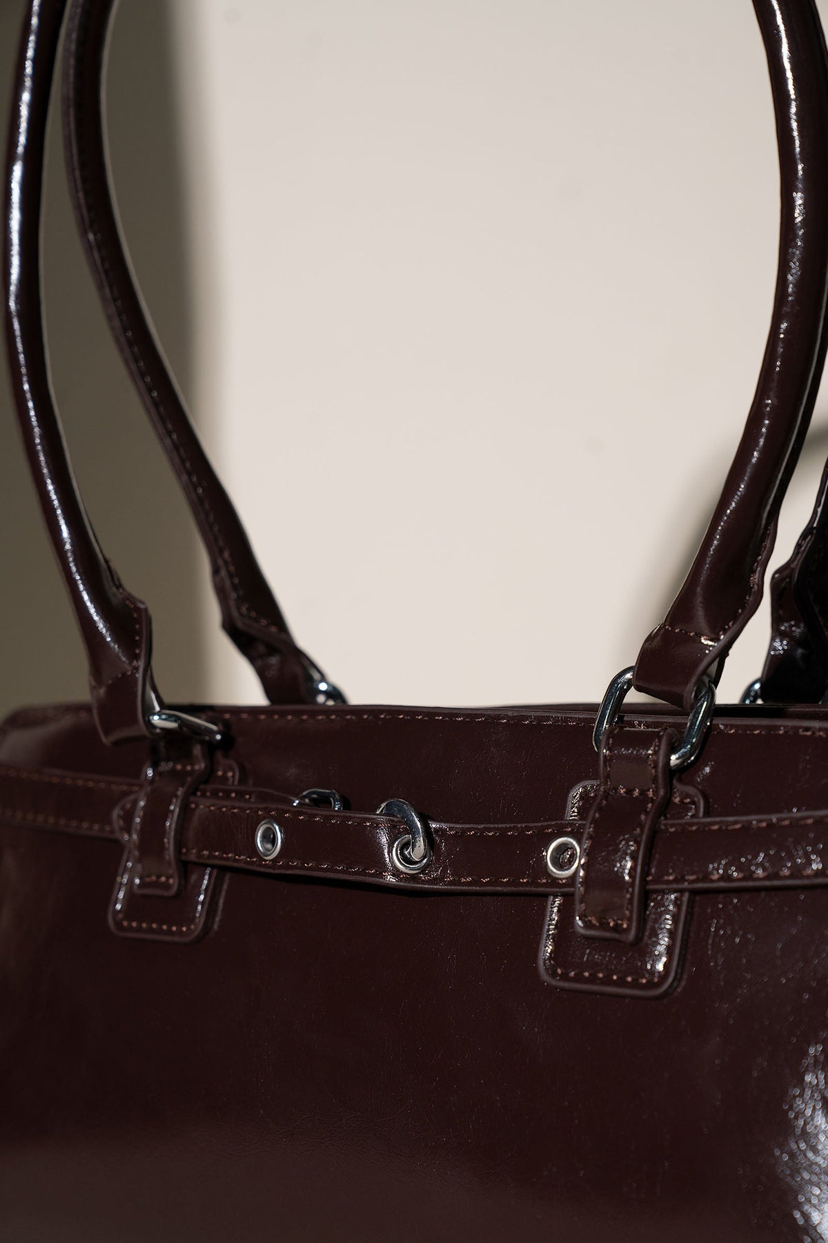 Belted Barrel Handbag