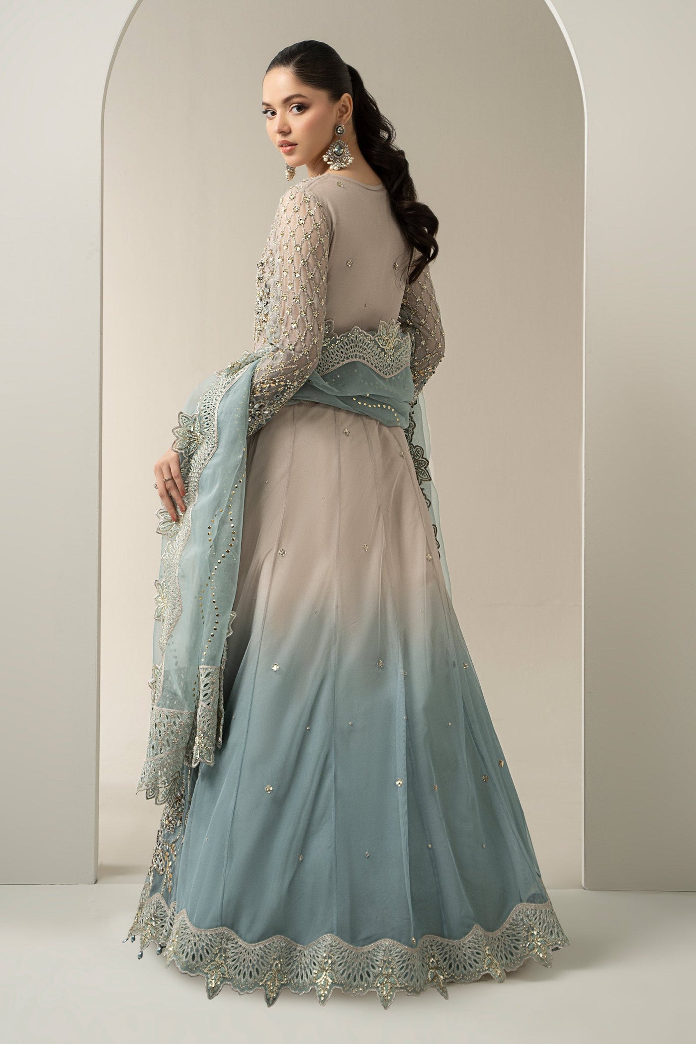 3 Piece Embroidered Net Suit | BDS-3002