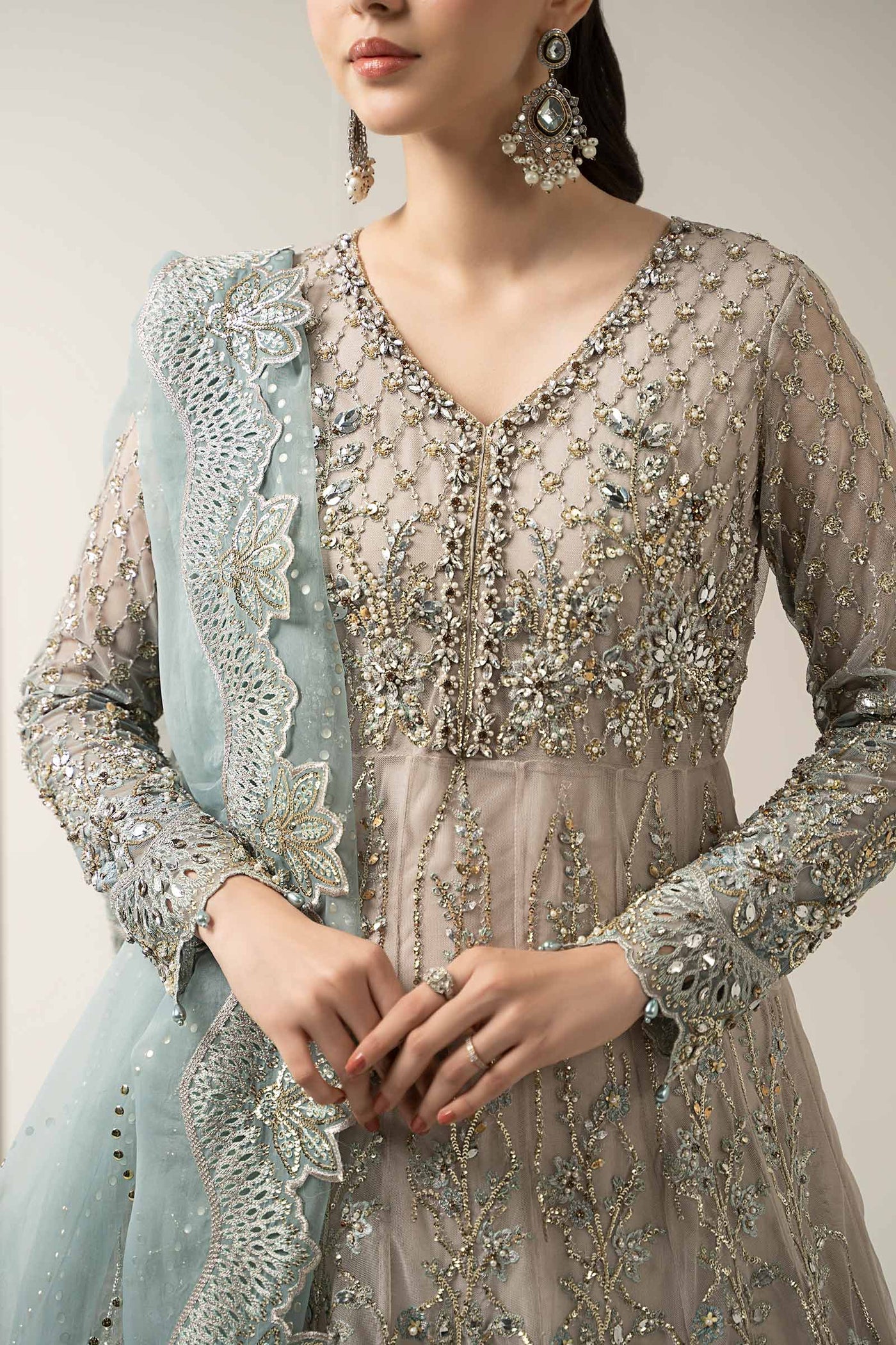 3 Piece Embroidered Net Suit | BDS-3002