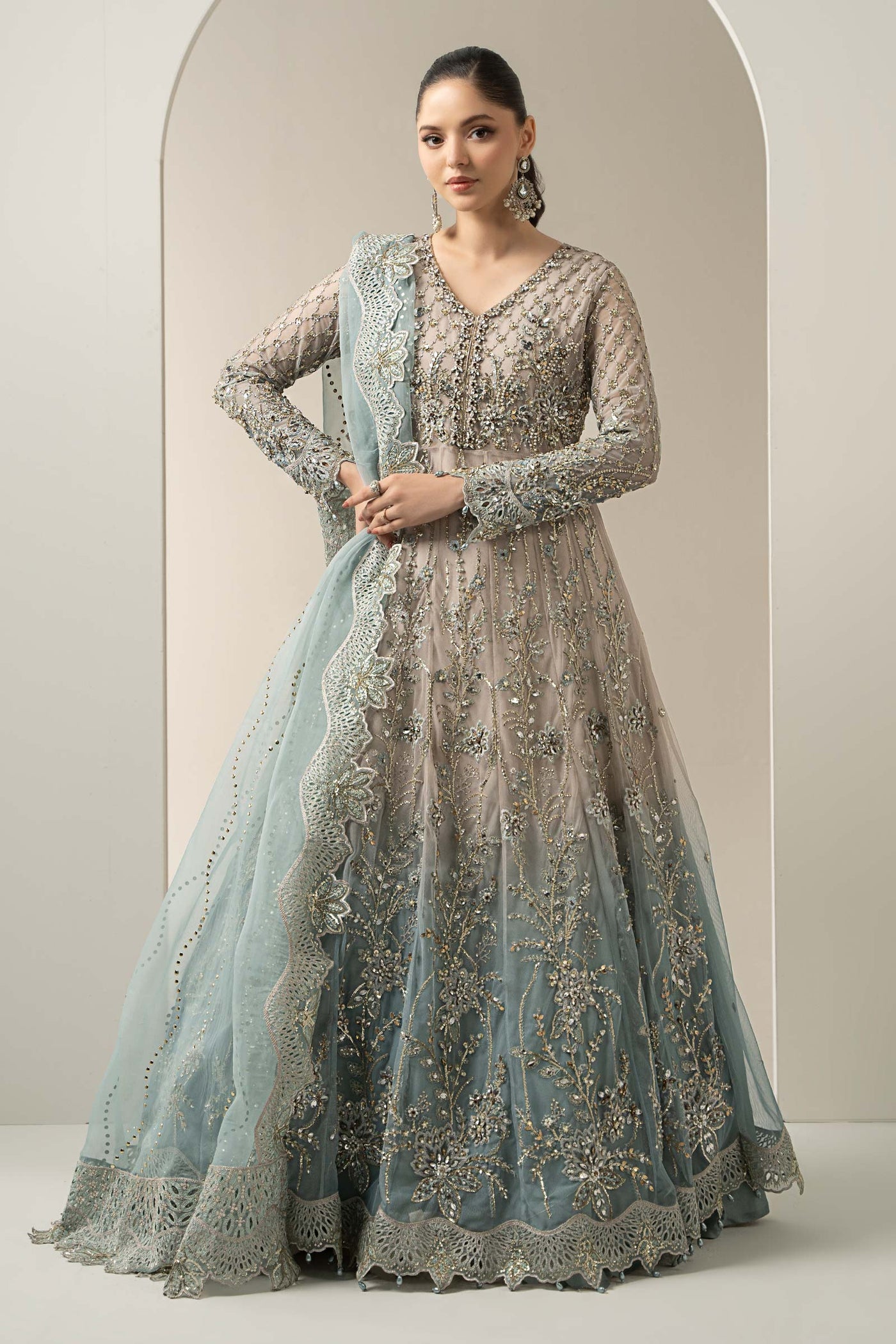 3 Piece Embroidered Net Suit | BDS-3002