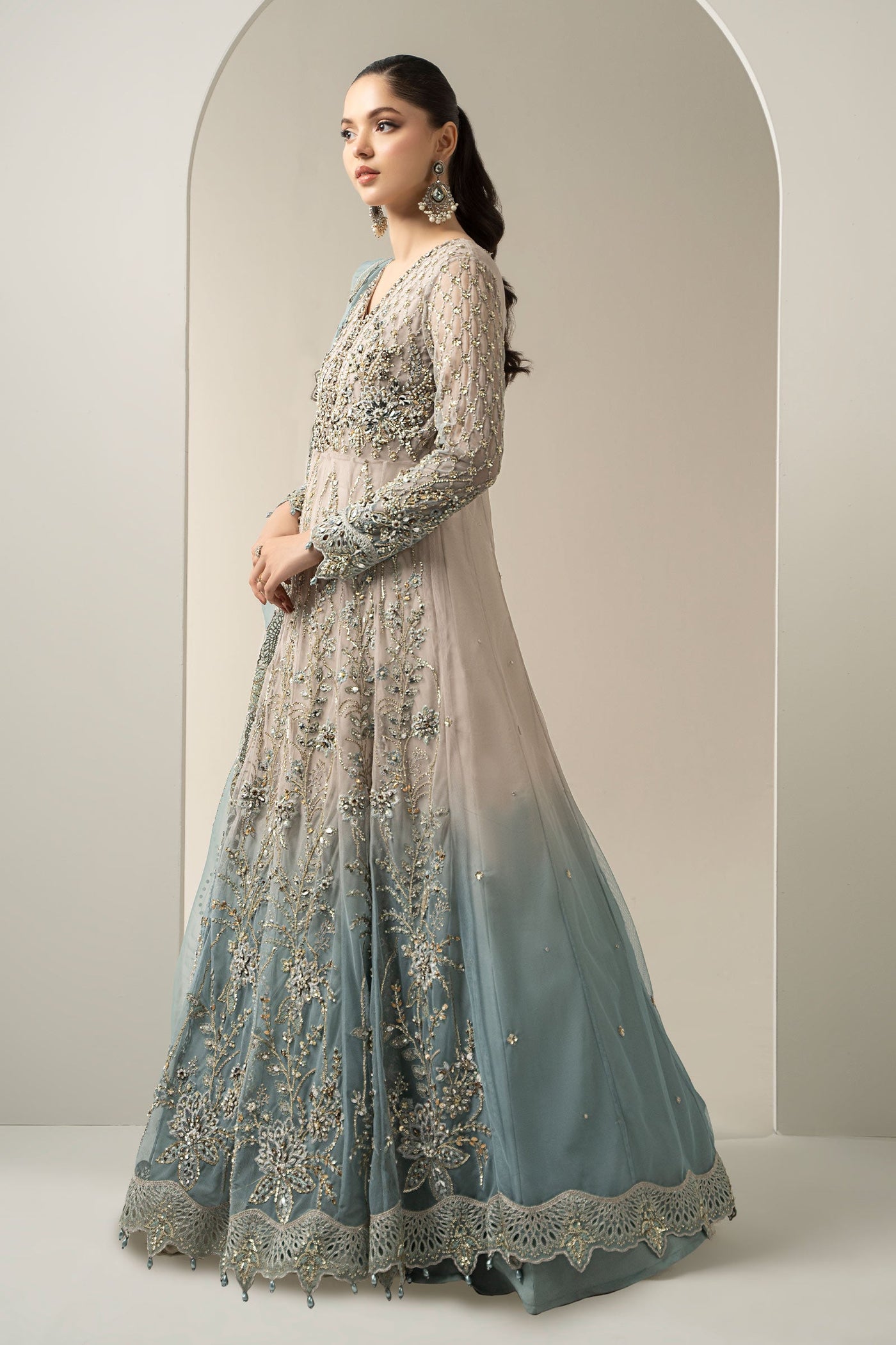 3 Piece Embroidered Net Suit | BDS-3002